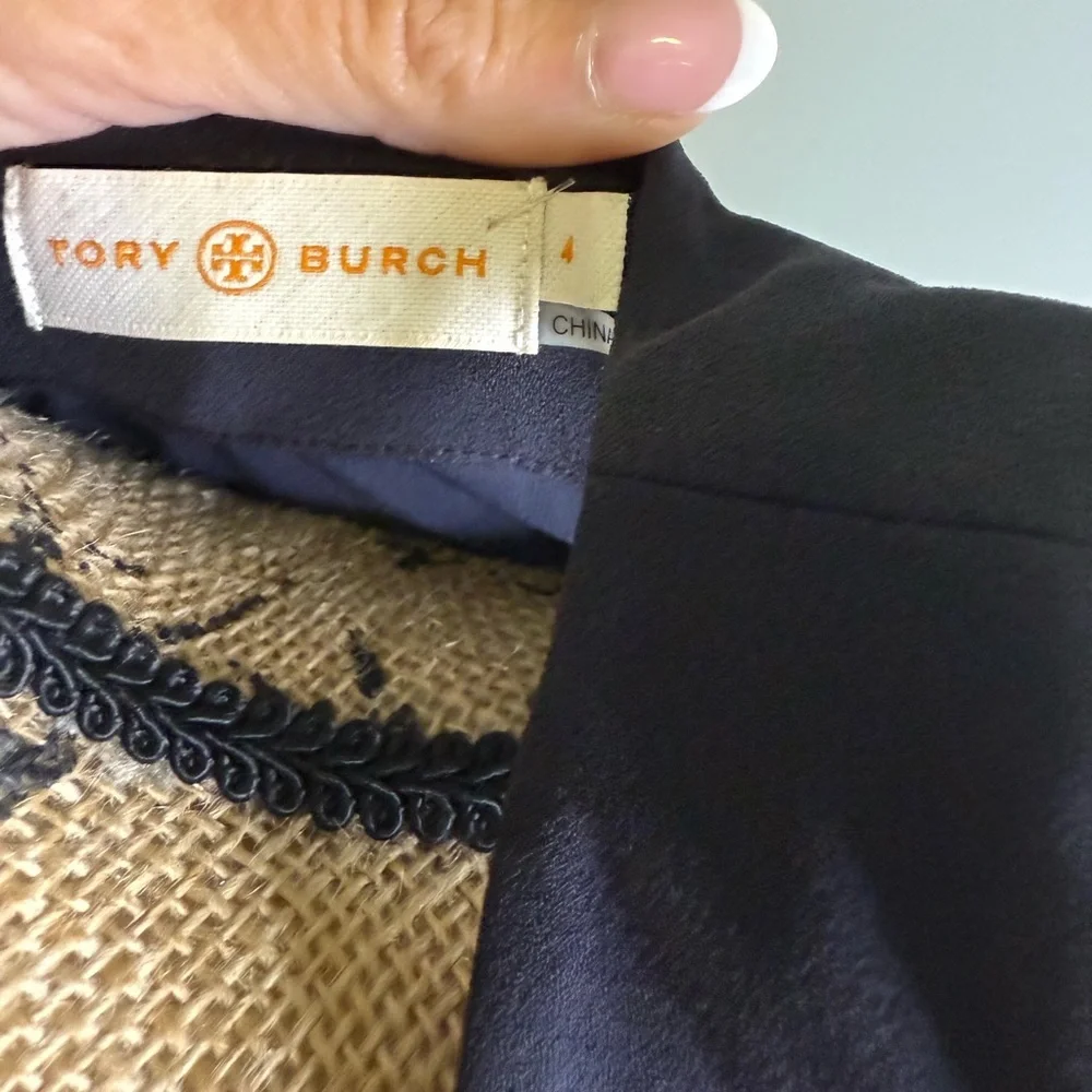 Tory Burch Navy Sleeveless Midi Dress
