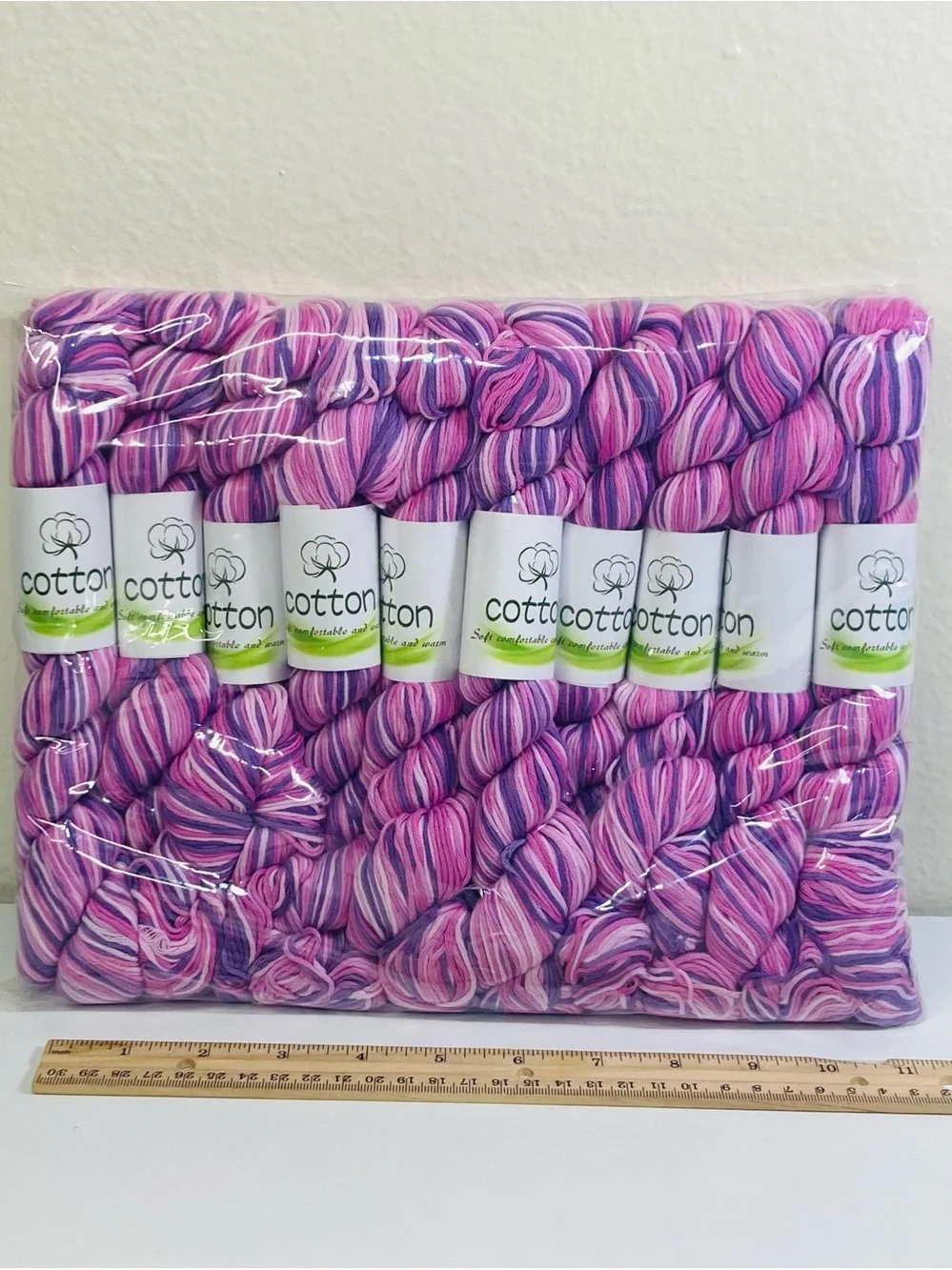 10 NEW (~500g total, ~50g ea.) 100% Cotton Variegated Hanks in  Wild Orchid