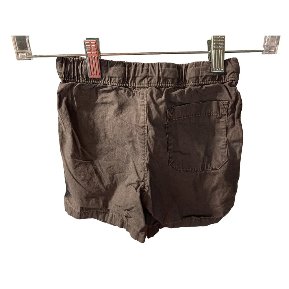 Carters Toddler Boys Dark Brown Canvas Drawstring Shorts 24M Utility Pockets