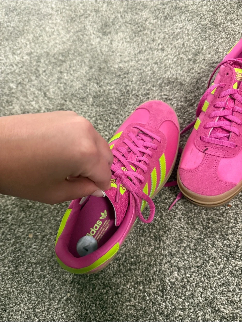 SHOE BUNDLE Adidas Gazelle Women's Pink and Neon Green Sneakers/ Red reebok