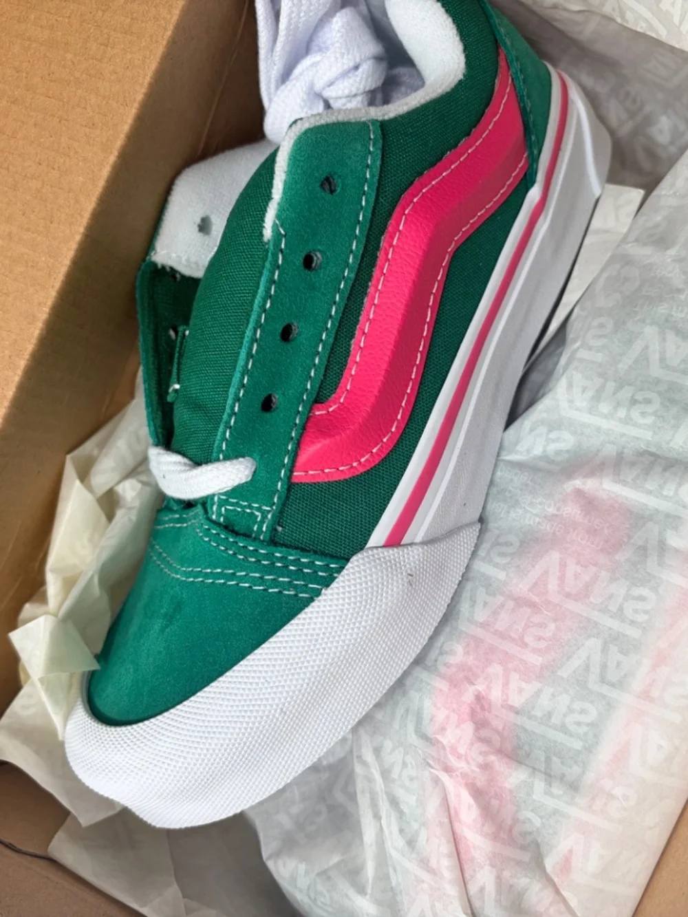 Kids Vans Knu Pink and Green