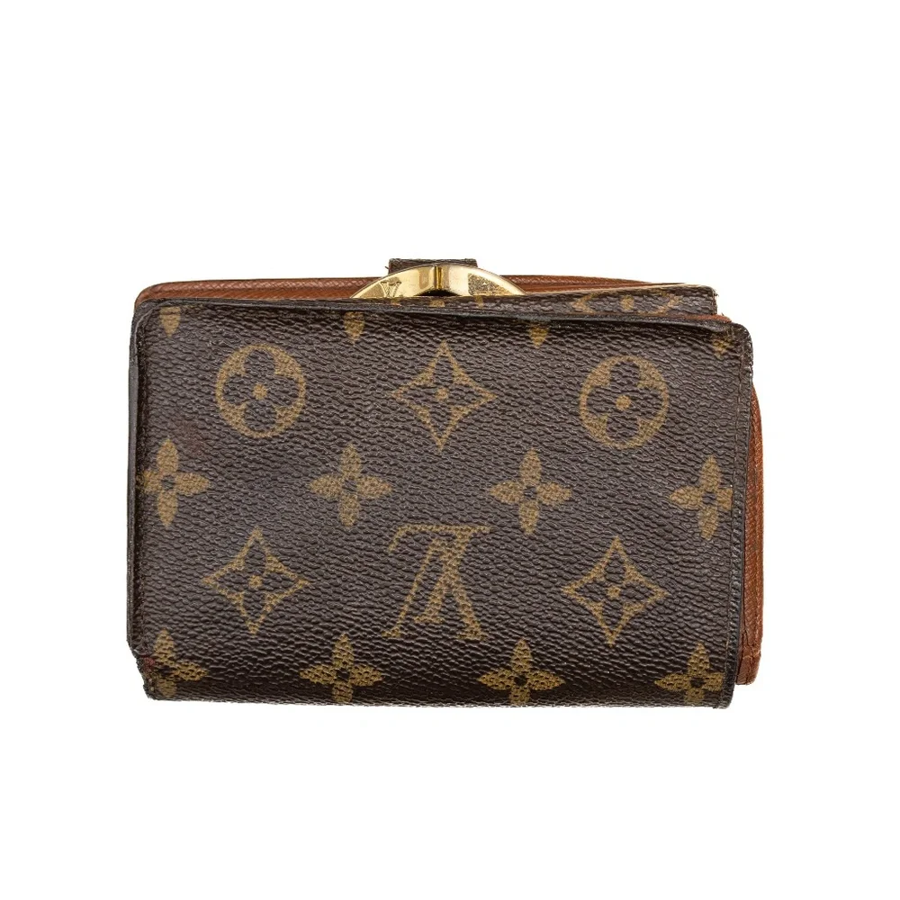 Vintage Louis Vuitton Monogram Canvas French Purse Wallet Brown‎