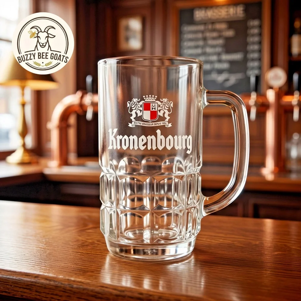 Vintage Kronenbourg 1664 Glass Beer Mug Stein 0.5L Barware Collector 6.25