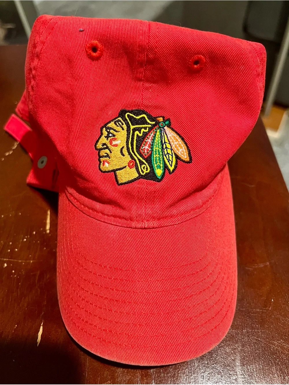 Reebok Red Baseball Cap with Multicolor Feather Patch