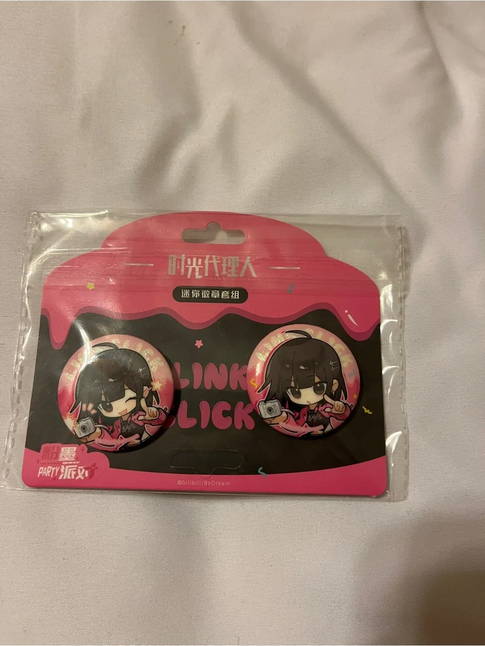 Link Click Qiao Ling Mini Badge Set Pink