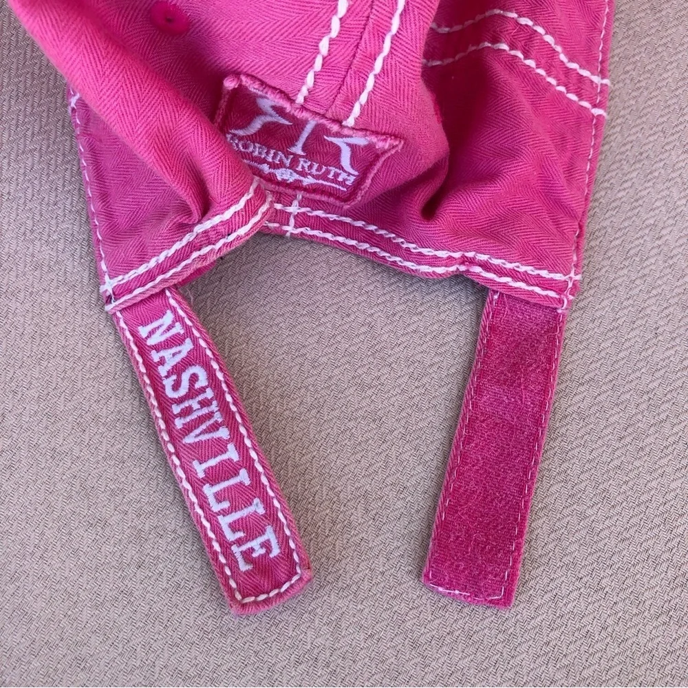 Robin Ruth 100% Cotton Pink Nashville Baseball Hat Cap Rhinestone Adjustable‎