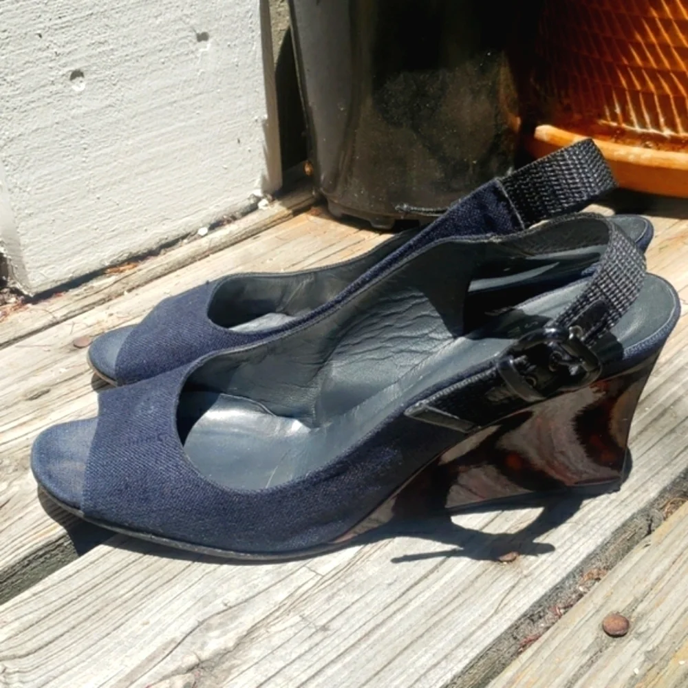 Stuart Weitzman Black Peep Toe Tortoise