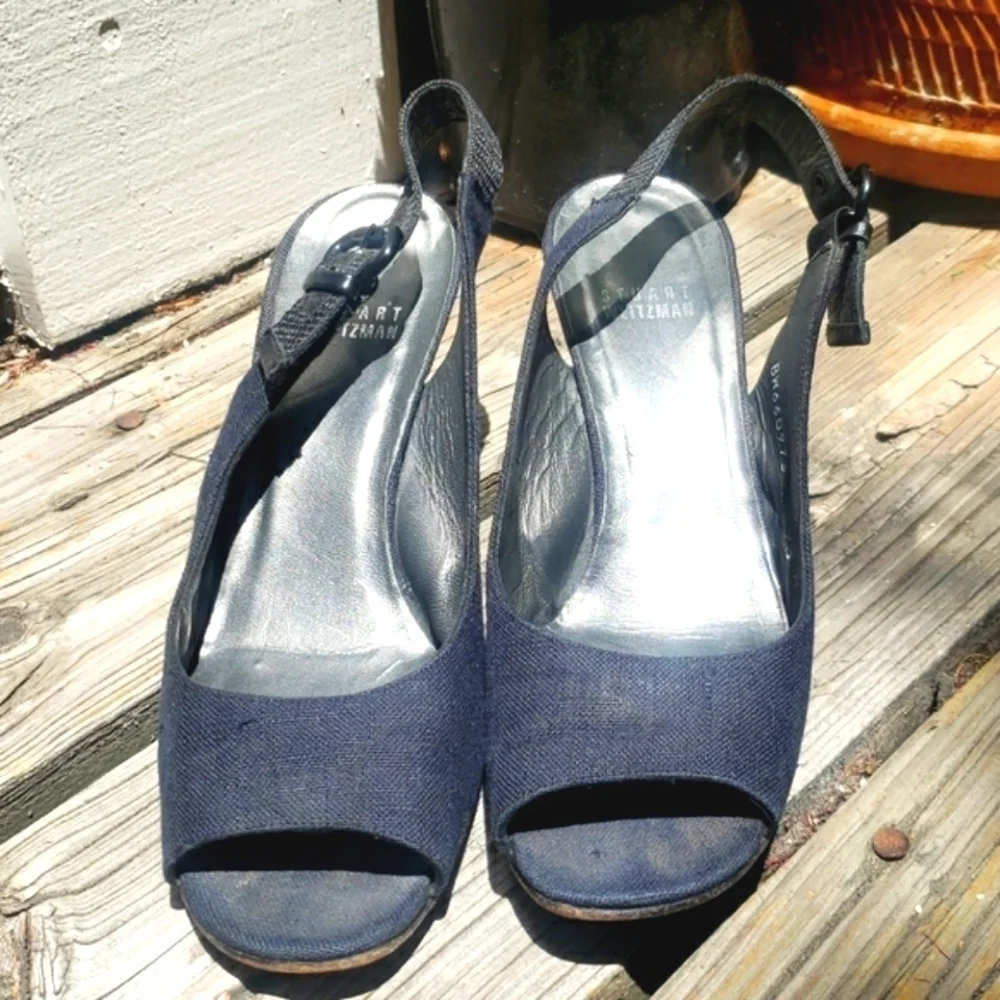 Stuart Weitzman Black Peep Toe Tortoise