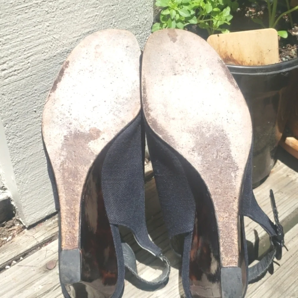 Stuart Weitzman Black Peep Toe Tortoise