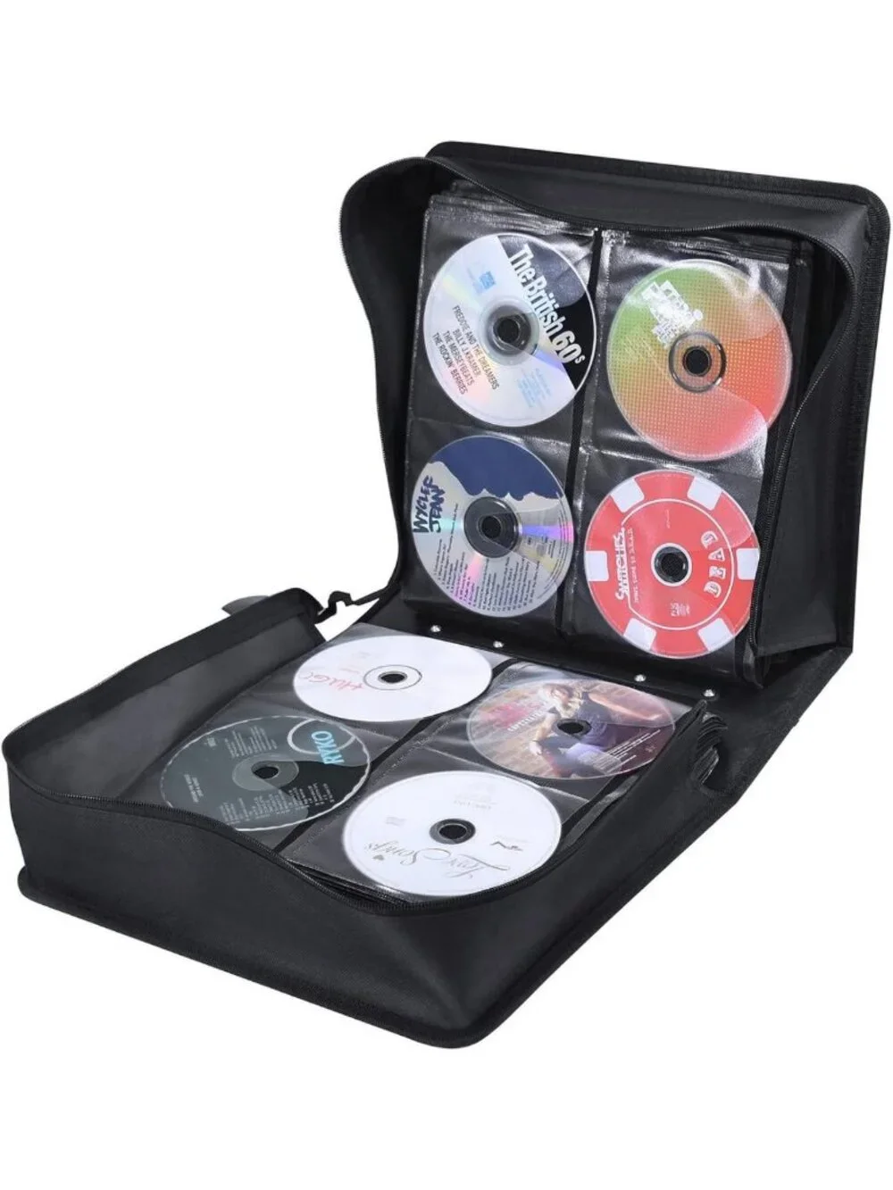 Large Capacity 400 Disc CD/DVD Case Binder - Black PU Storage Organizer