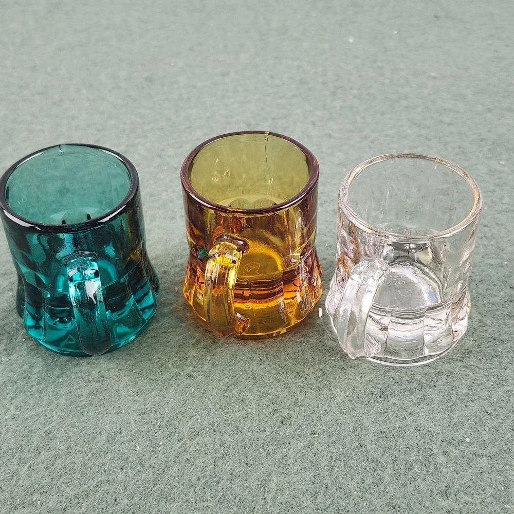 Federal Glass Shot Glass Lot Mini Beer Mug Toothpick Holders 1 oz Set of‎ 3