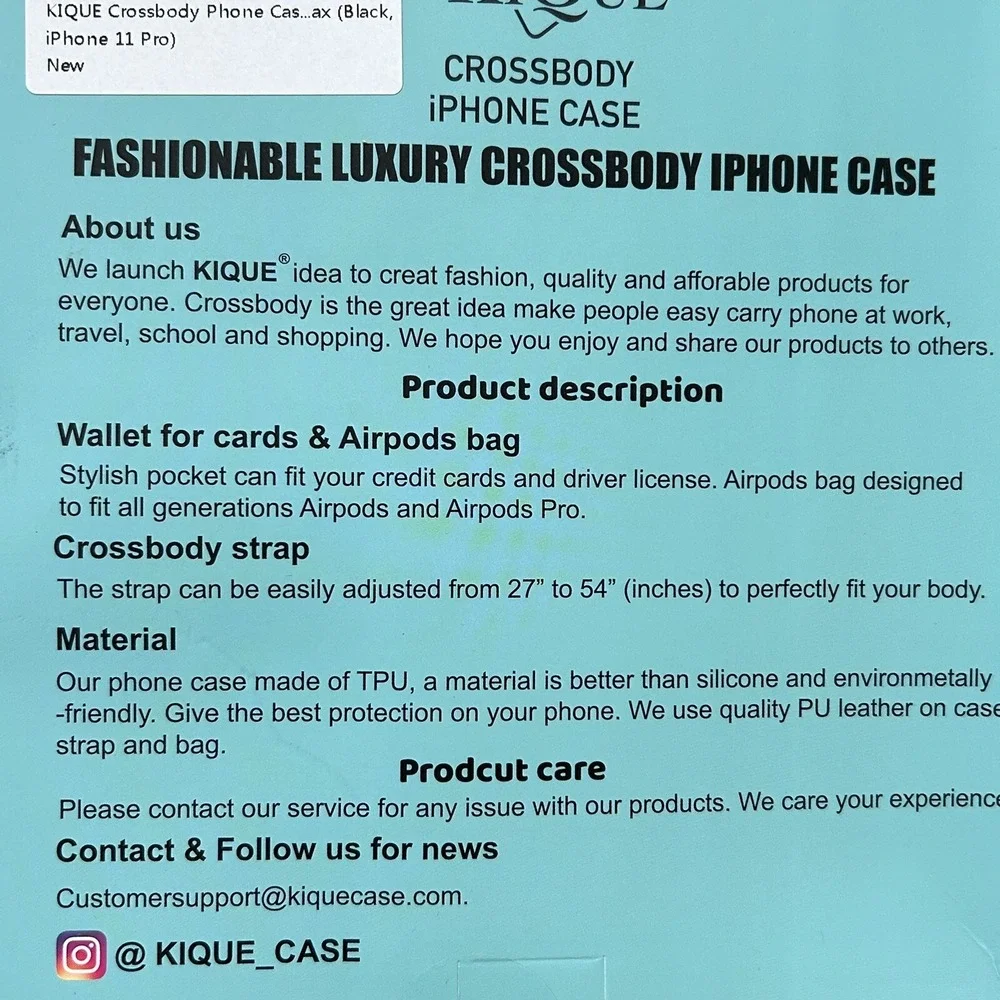 KIQUE Crossbody Phone‎ Case and Wallet for iPhone 11 Pro Faux Black Leather
