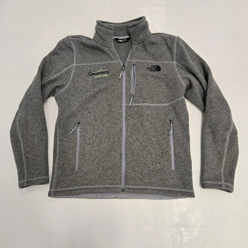 The North Face Heather Gray Pullover Fleece Lined Sweater Jacket Men's Medium‎