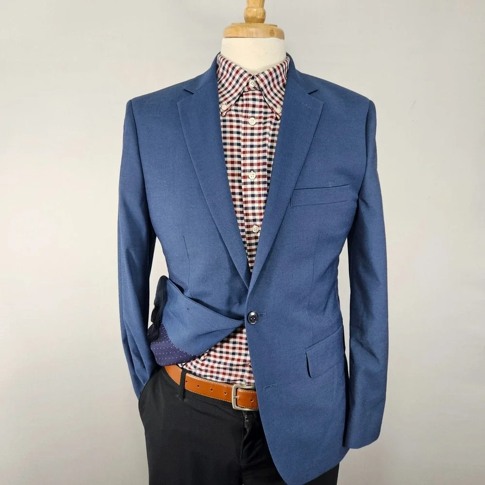 APT.9 Men's Two Button Sport Coat Blazer‎ Navy Polyester Blend Premier Flex 38R