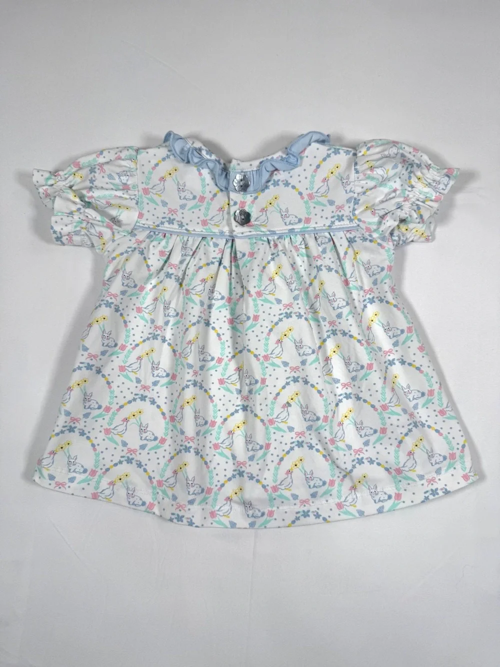 ISHTEX Goose Bunny Dress Baby Girl 6M Country Cottagecore Easter‎ Pastel Ruffle
