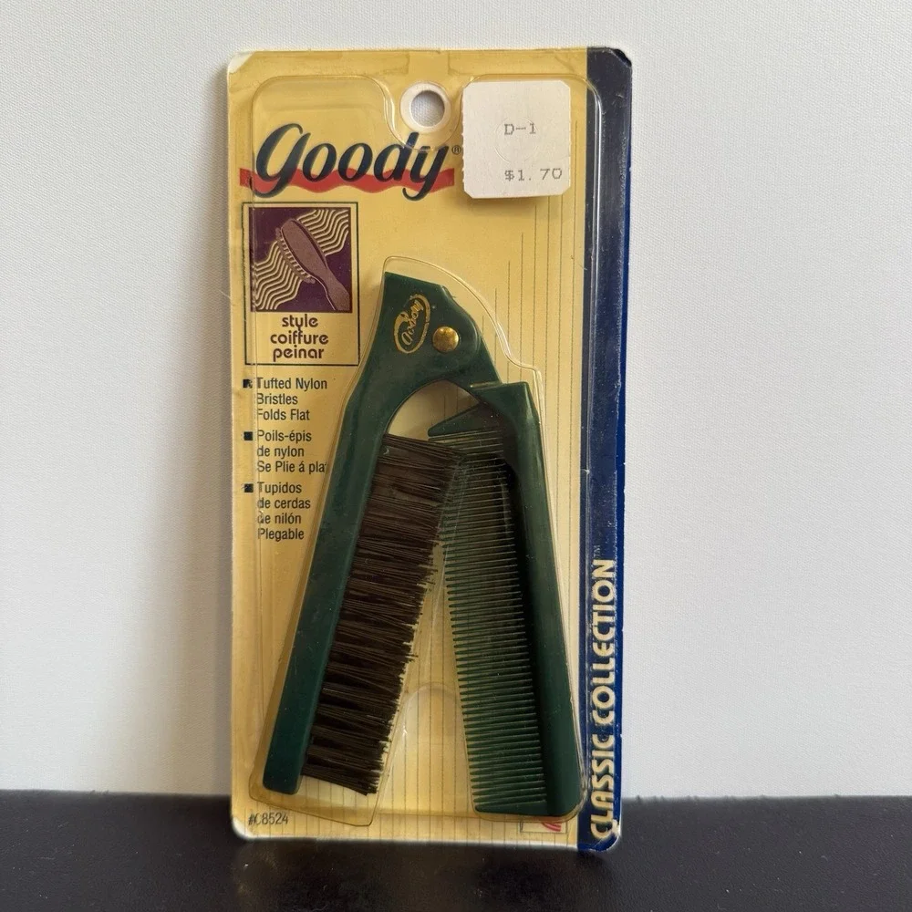 Vintage 1996 Goodie Classic Collection Folding‎ Brush And Comb Duo Green NIP