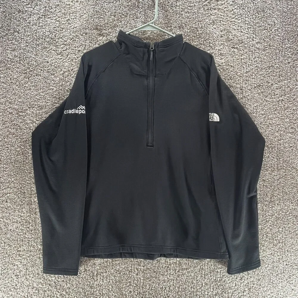 The North Face Sweatshirt Mens Large Black Half Zip Pullover Long Sleeve‎ Casual