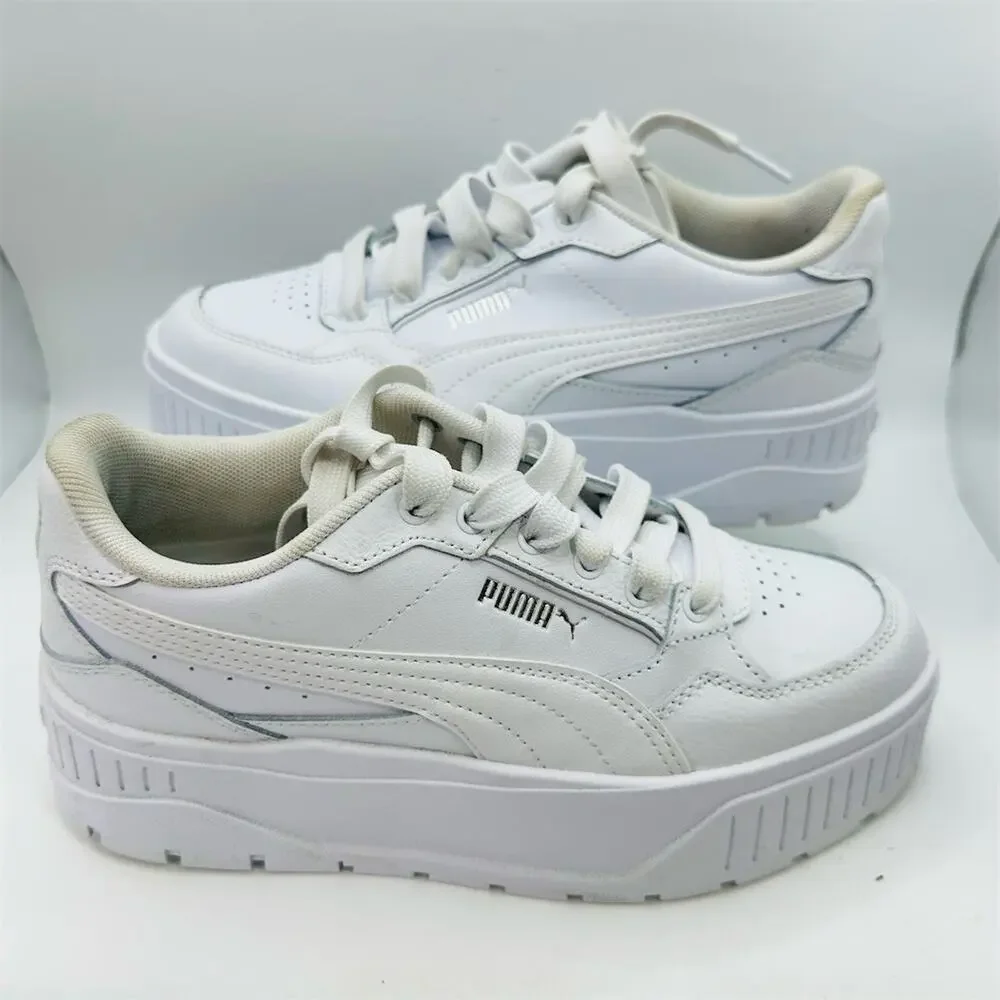 PUMA Karmen II Idol Girls Sneakers White Lace-Up Platform Size 4.5 Youth