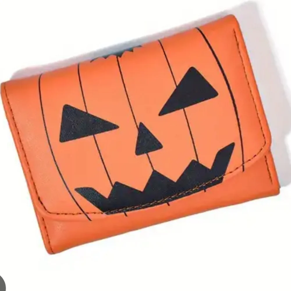 Orange Jack O Lantern Pumpkin Face Wallet