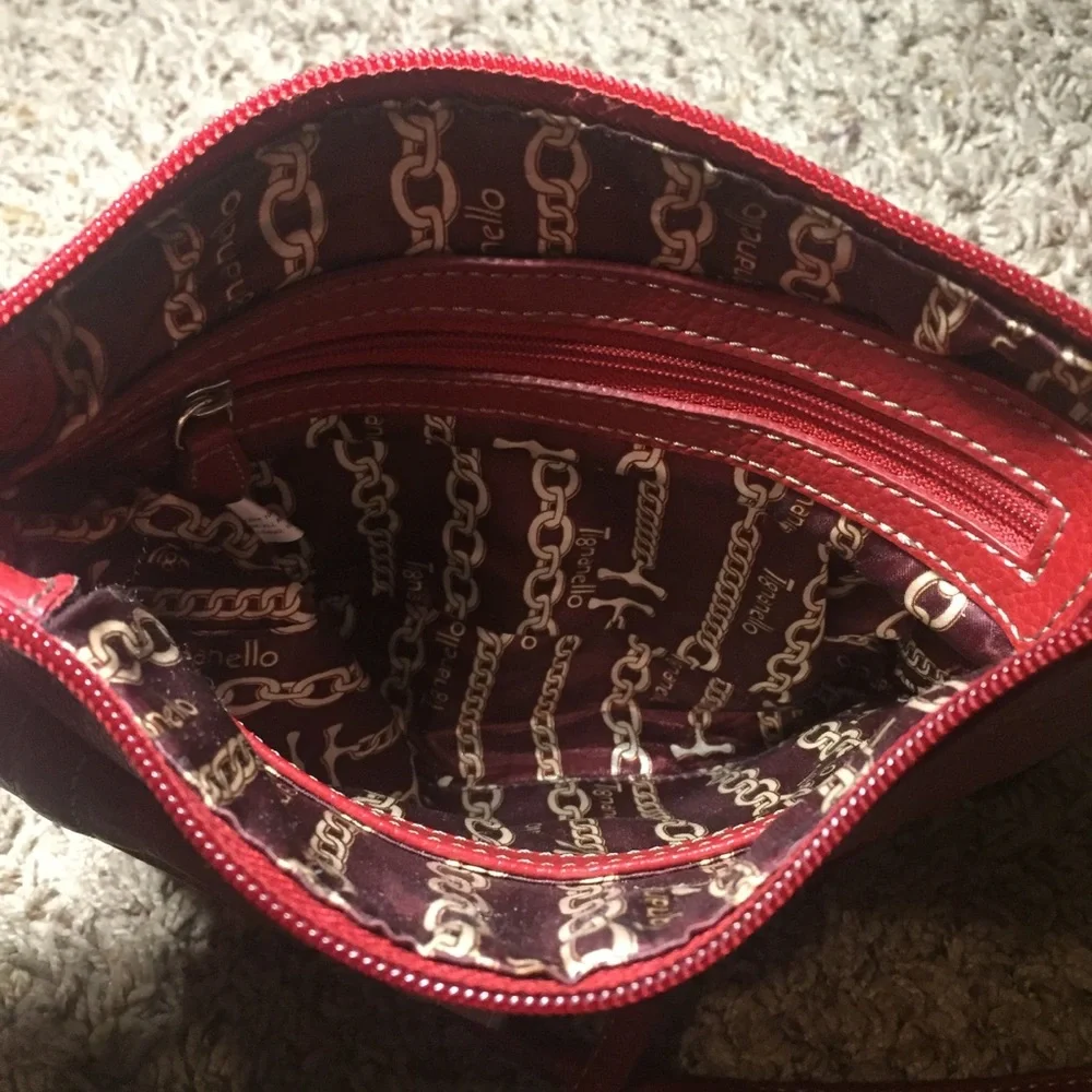 Red Leather Tignanello Crossbody Purse
