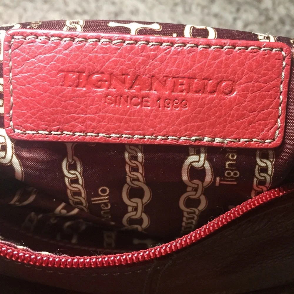 Red Leather Tignanello Crossbody Purse
