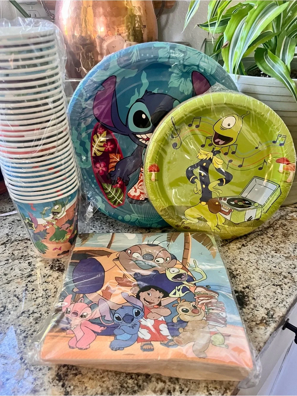 Lilo & Stitch Party Paper Plates, Cups & Napkins - Colorful Kids Party Set