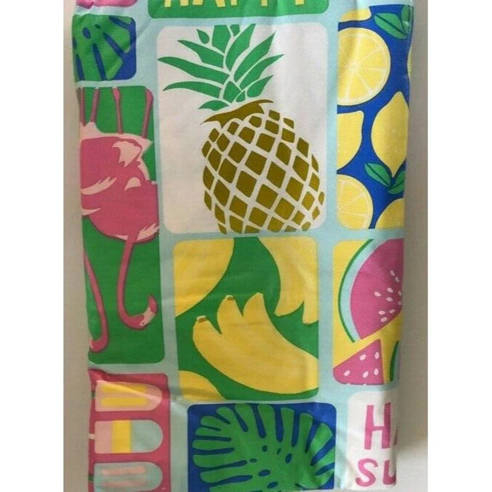 Tropical Vinyl Tablecloth Zipper Umbrella Hole Flannel Backed Summer Beach 70 Rd