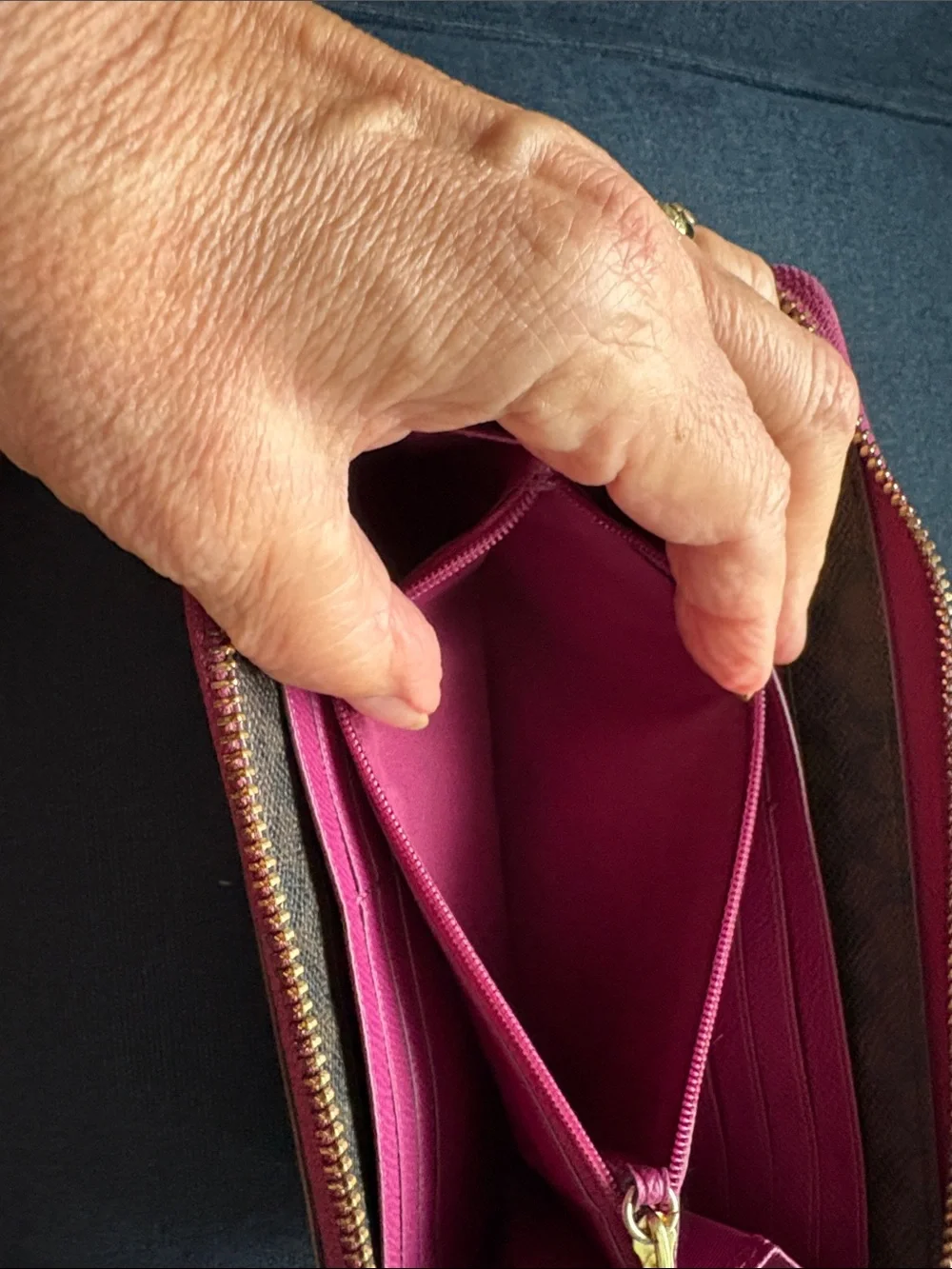 Coach leather zip