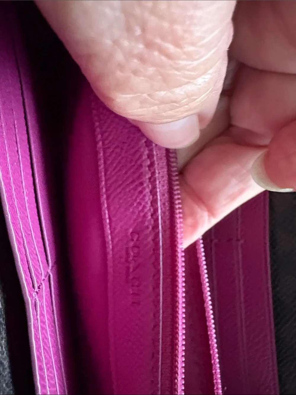 Coach leather zip