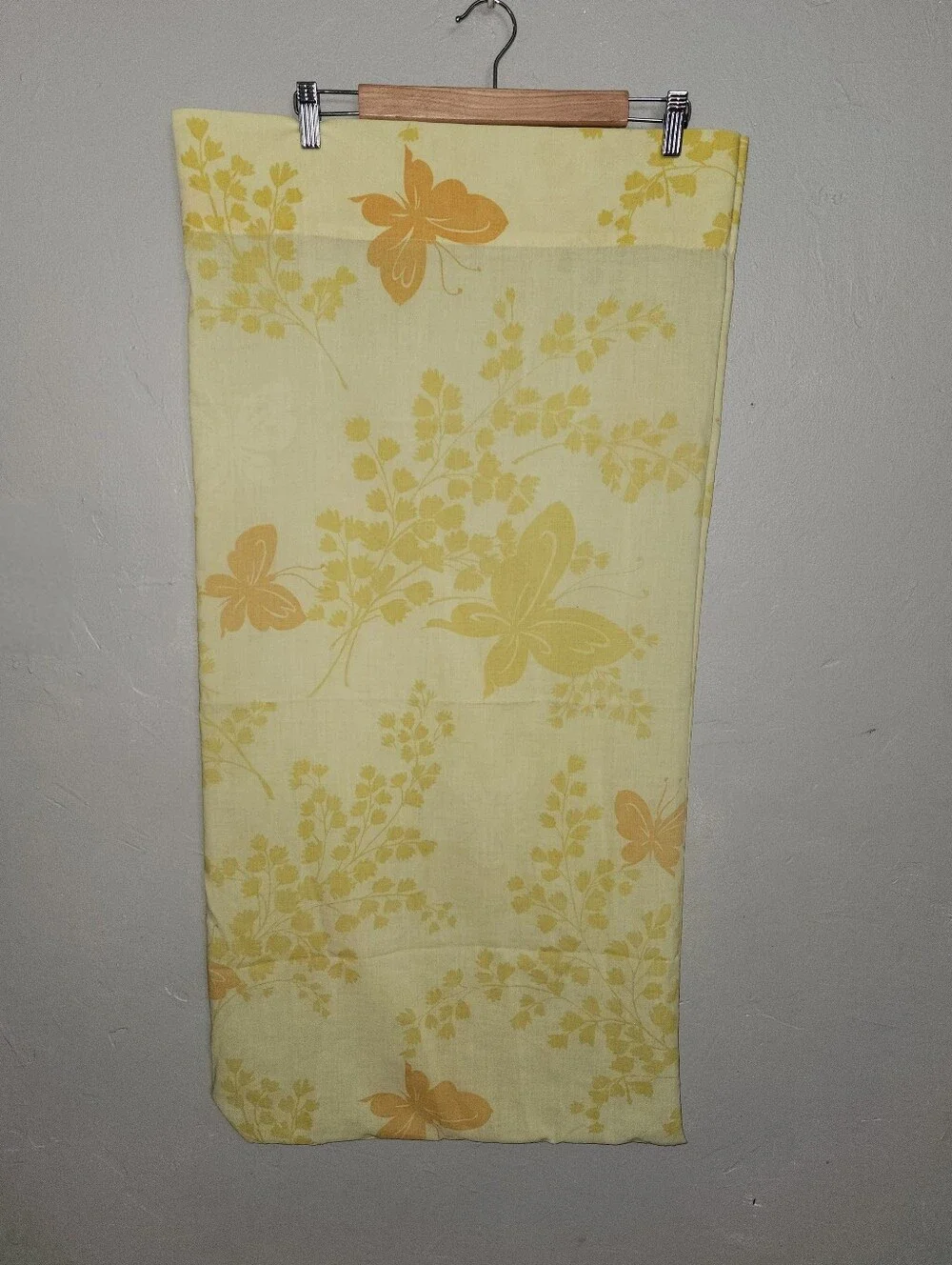 Vintage 1960s 1970s Springmaid King Size Pillowcase Yellow Orange Butterfly