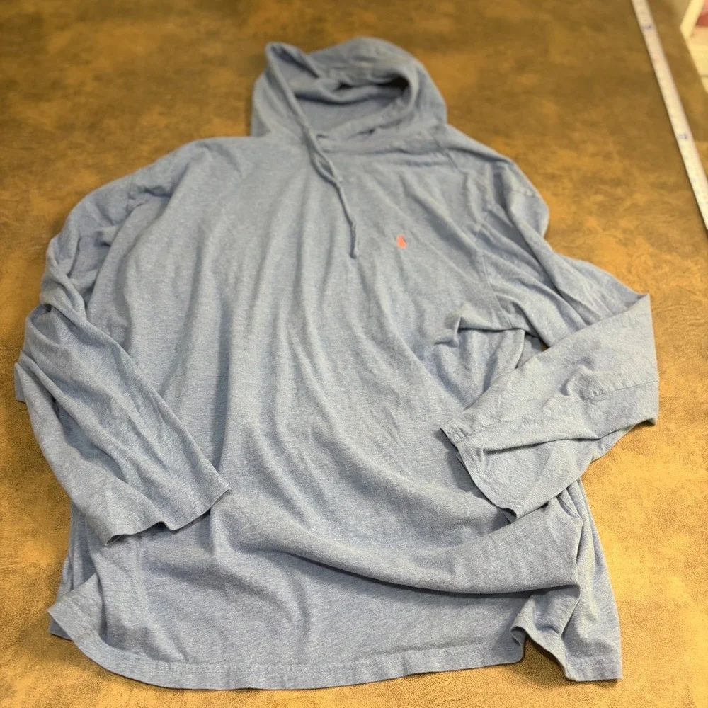 Polo Ralph Lauren Hooded T-Shirt Mens 3XLT Blue Long Sleeve Pony Logo Hoodie