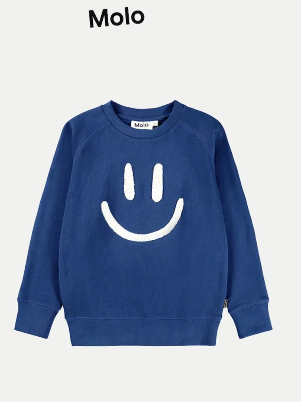 MOLO Kids Mike Sweatshirt - Organic Navy Blue Smily Face - 92  / 2yrs