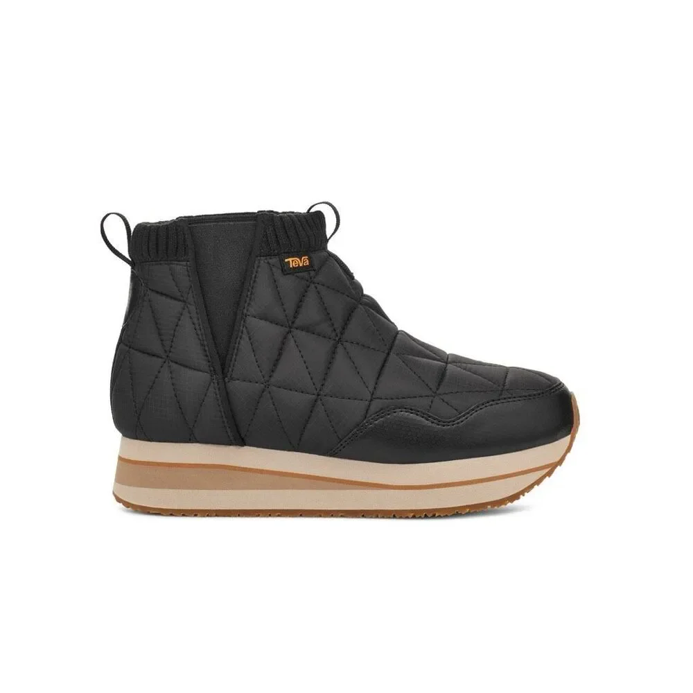 TEVA Black ReEmber Quilted Slip-On Outdoor Comfort Mid Platform Booties 6