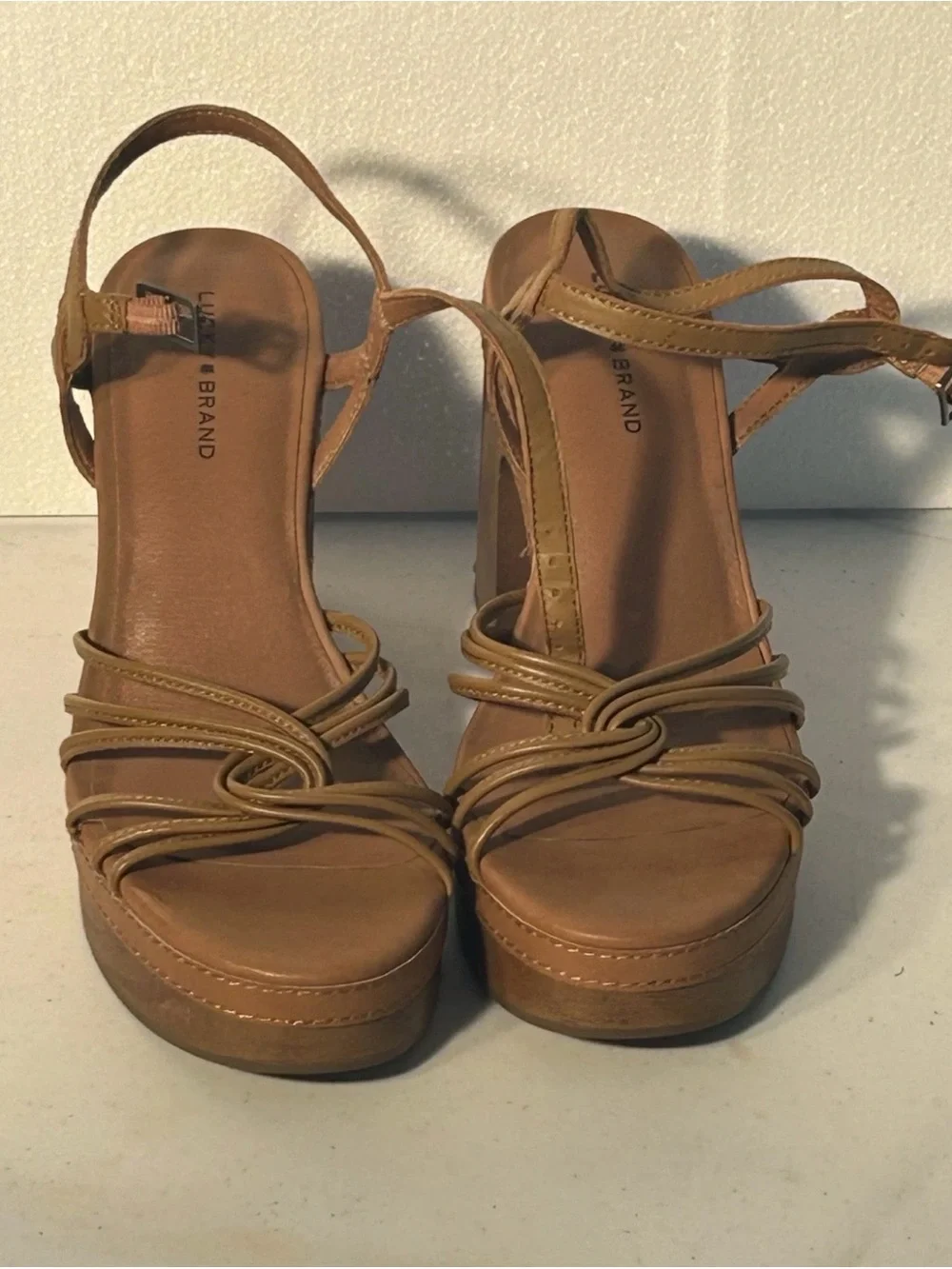 Lucky Brand Tan Strappy Platform Sandals