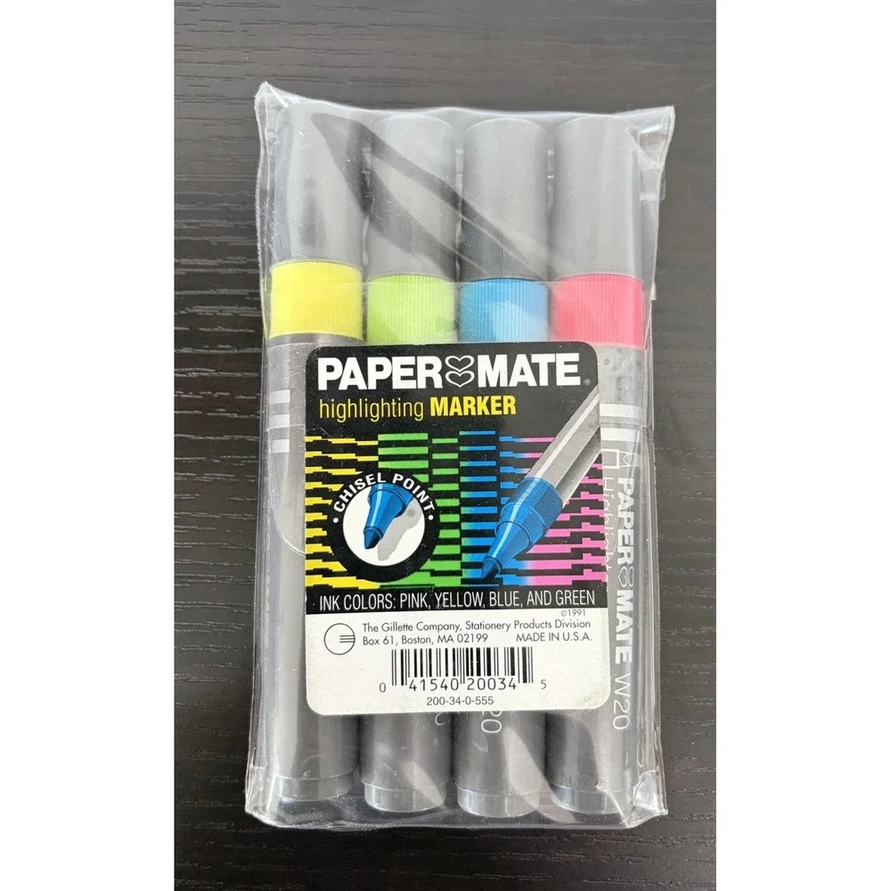 Vintage Sealed Papermate Highlighters Markers Chisel Point Double Heart 1990s