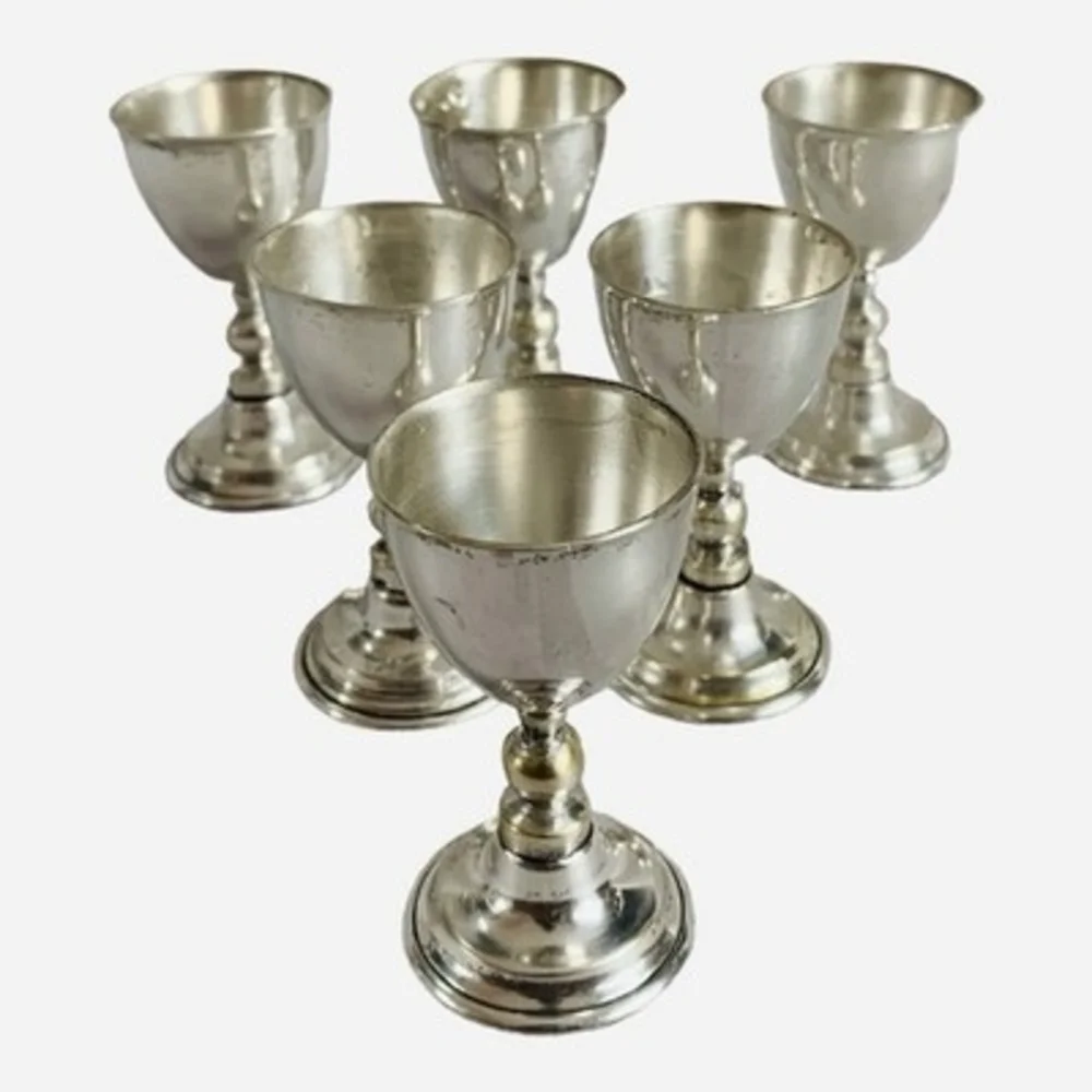 Vintage 6-Piece Silver Plated Small Goblet Set 3.5