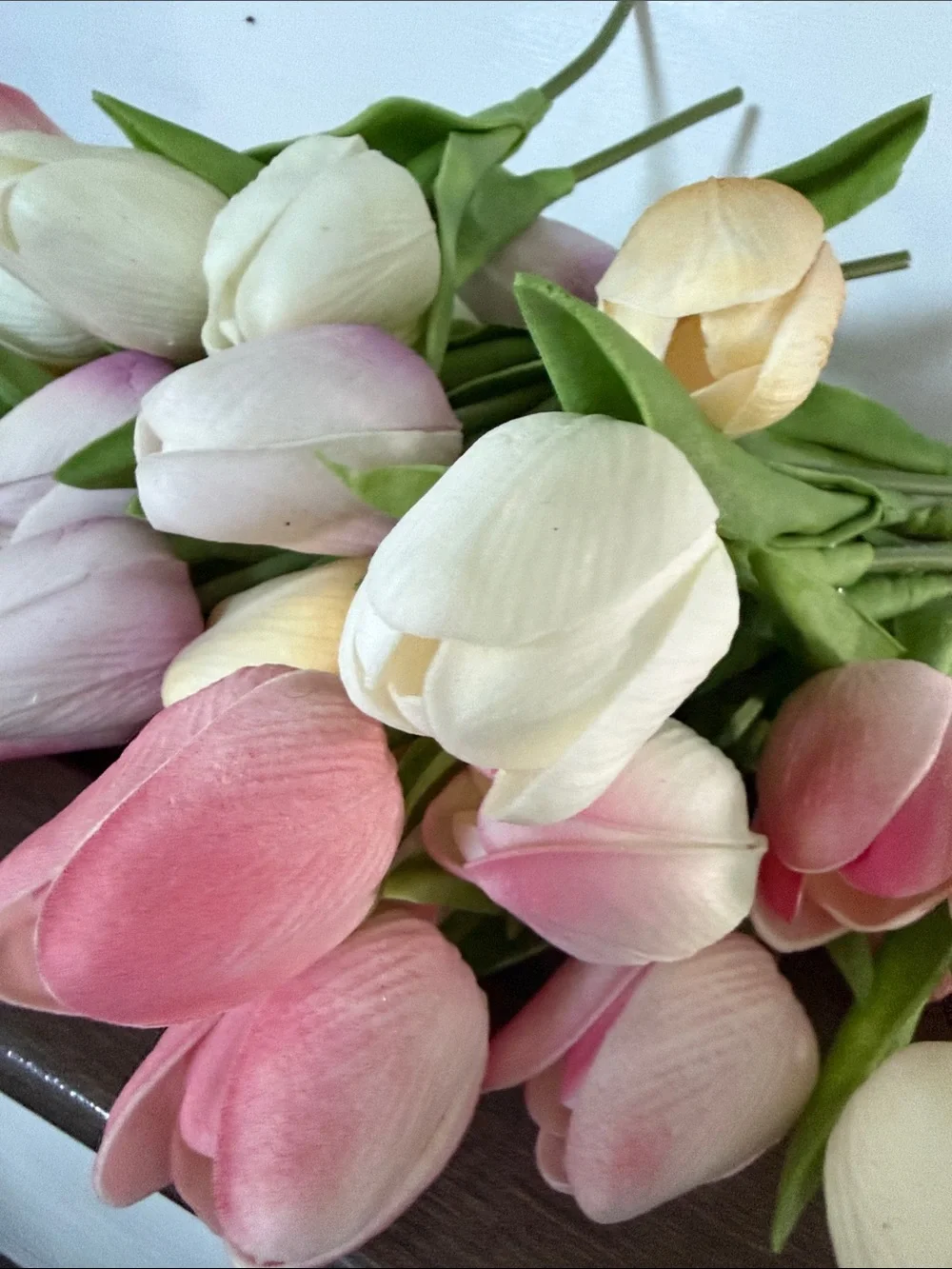 40 Artificial Tulips - Pink, White & Cream Home Accent