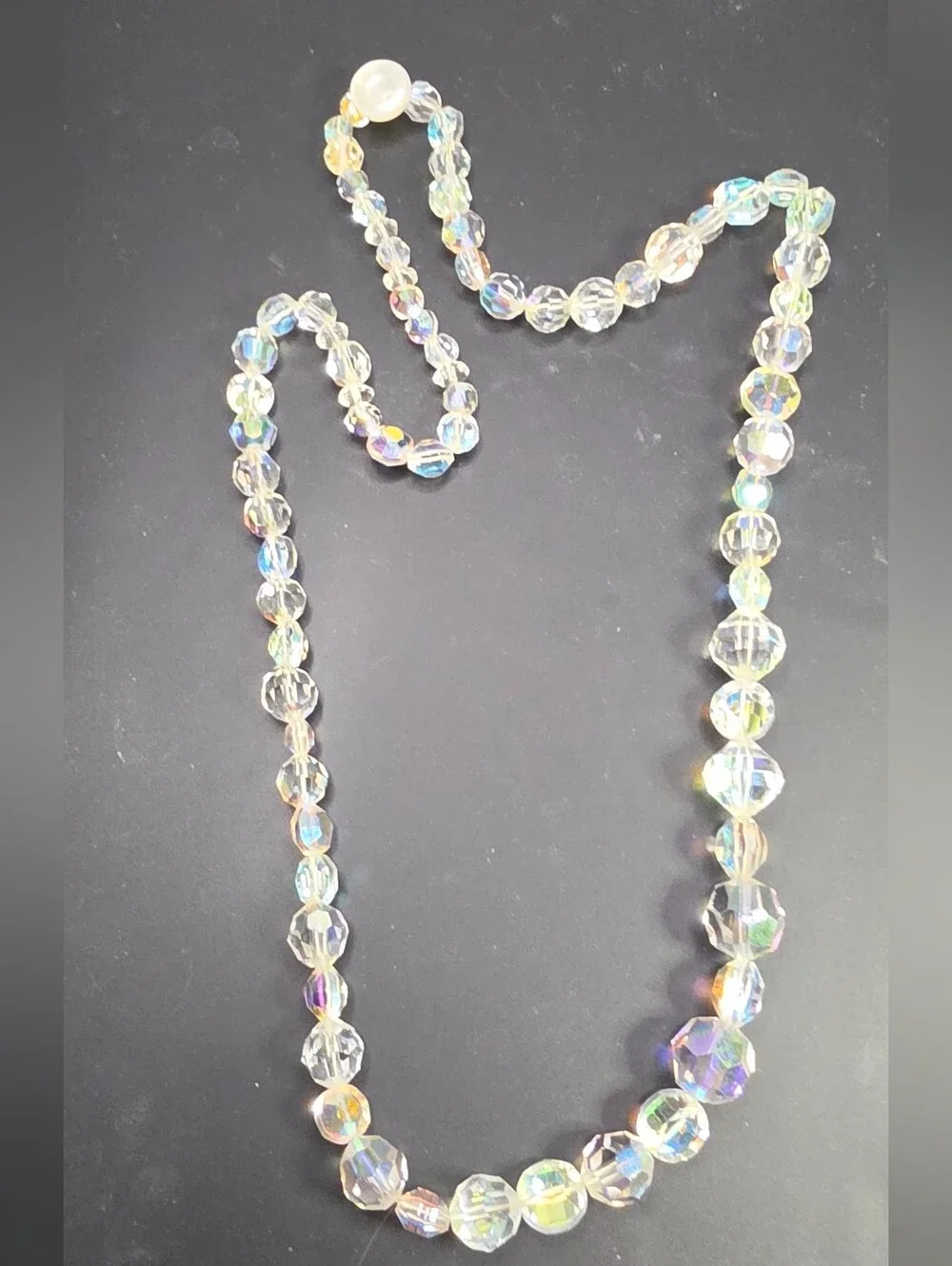 Aurora Crystal Bead Necklace - Iridescent Clear