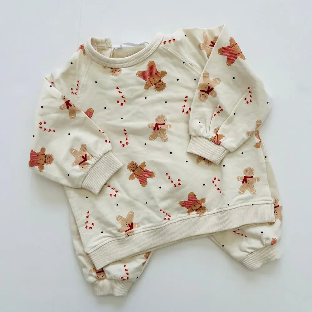 Zara Baby Gingerbread Print Sweatshirt & Joggers Set 3-6m NWT