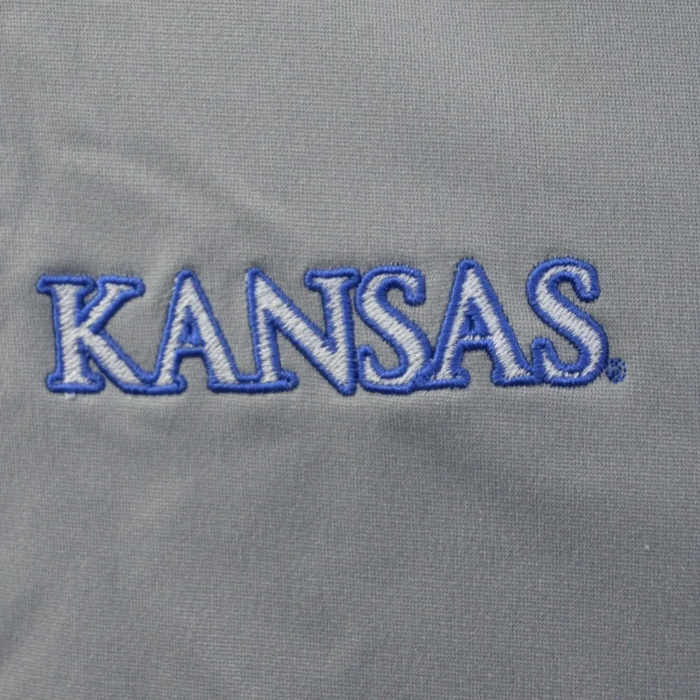 Adidas Track Jacket Mens L Gray Kansas Jayhawks Full Zip 3-Stripe Tracksuit Top
