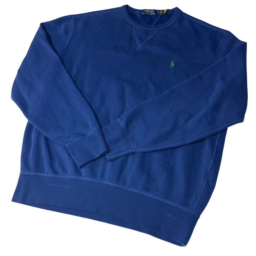 Polo Ralph Lauren Crewneck Sweatshirt Mens M Royal Blue w/ Green Pony Longsleeve