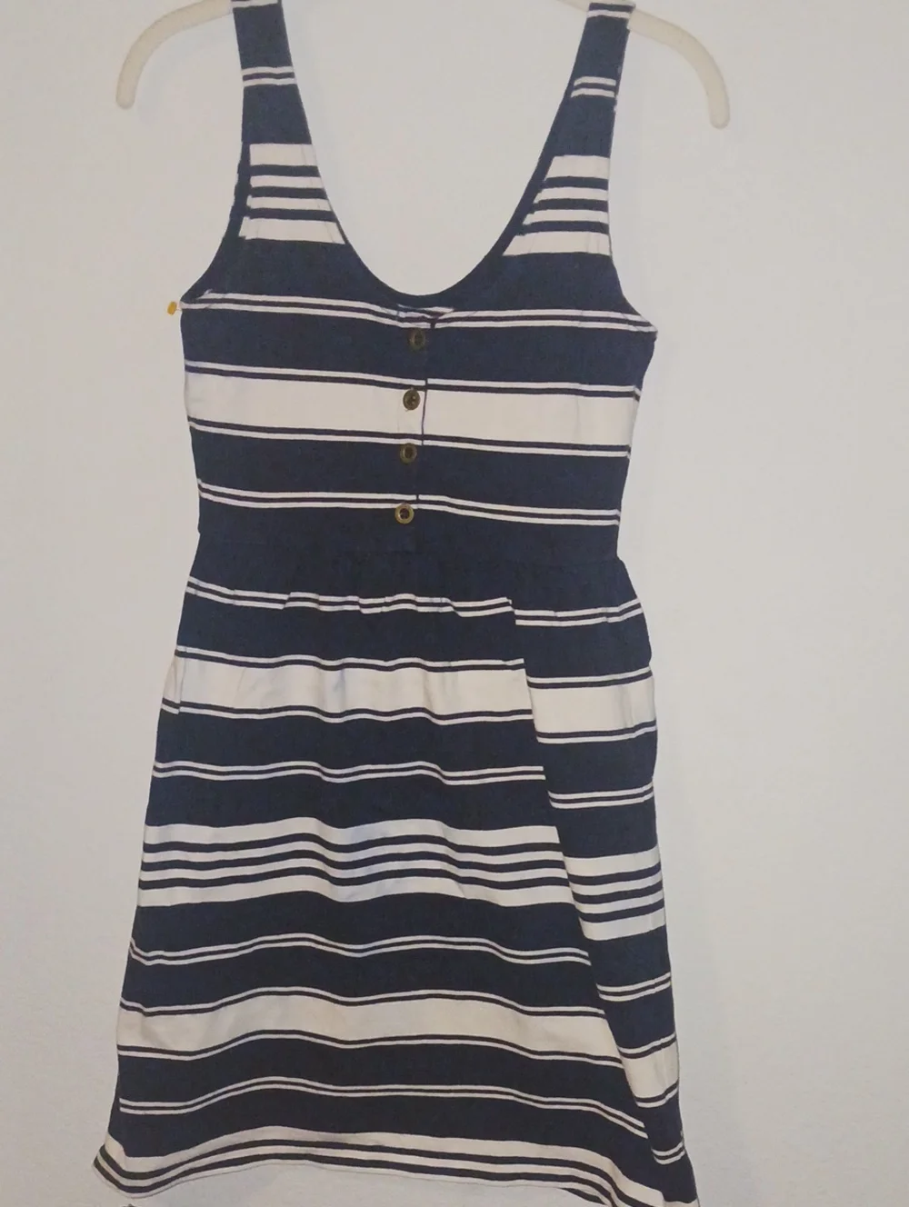 Women’s Navy and White Striped Tank Dress with Button Front Jcrew Sx
