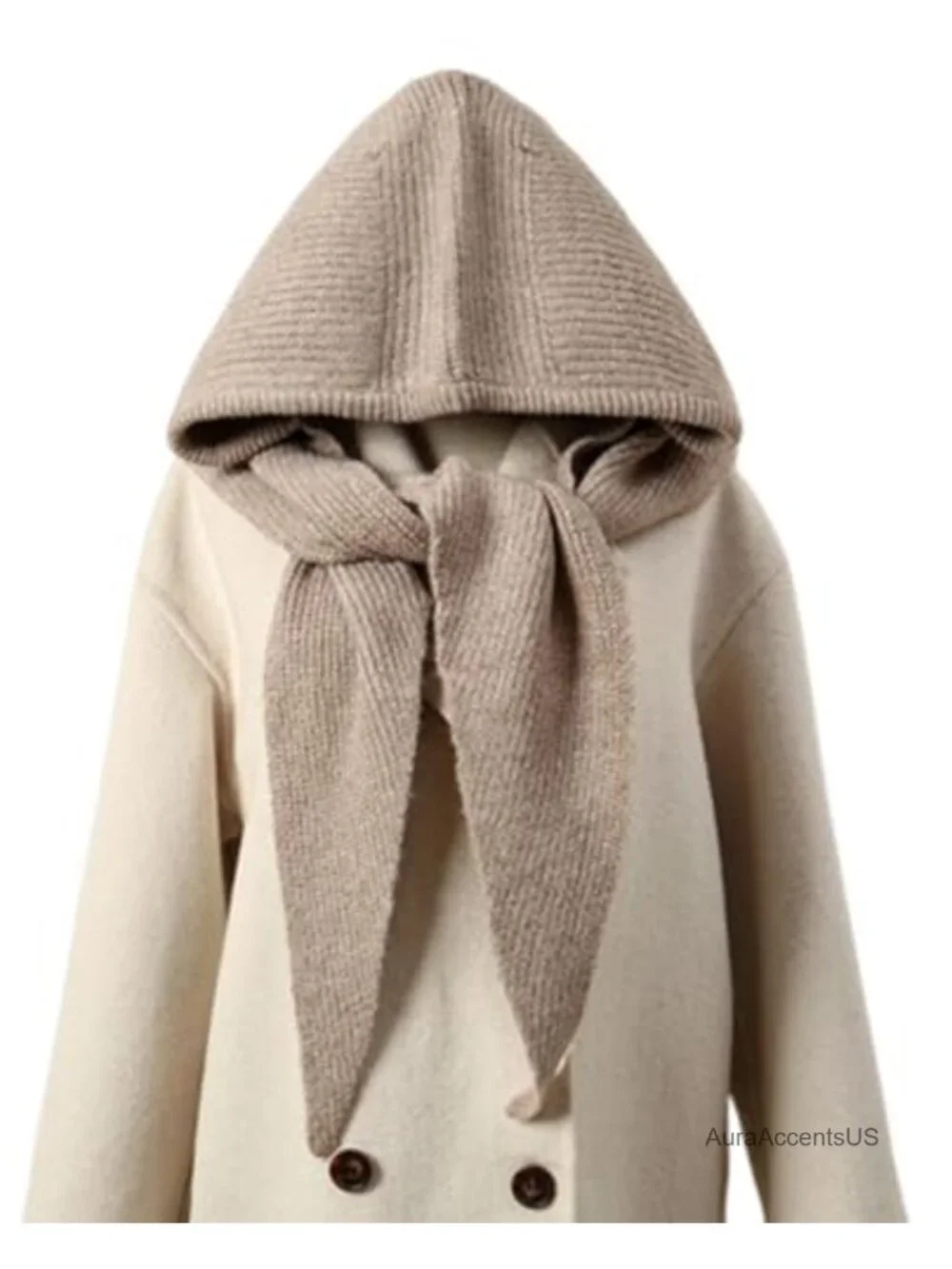 Women's Winter Knitted Beanie Balaclava Hooded Scarf Hat Neck Warmer