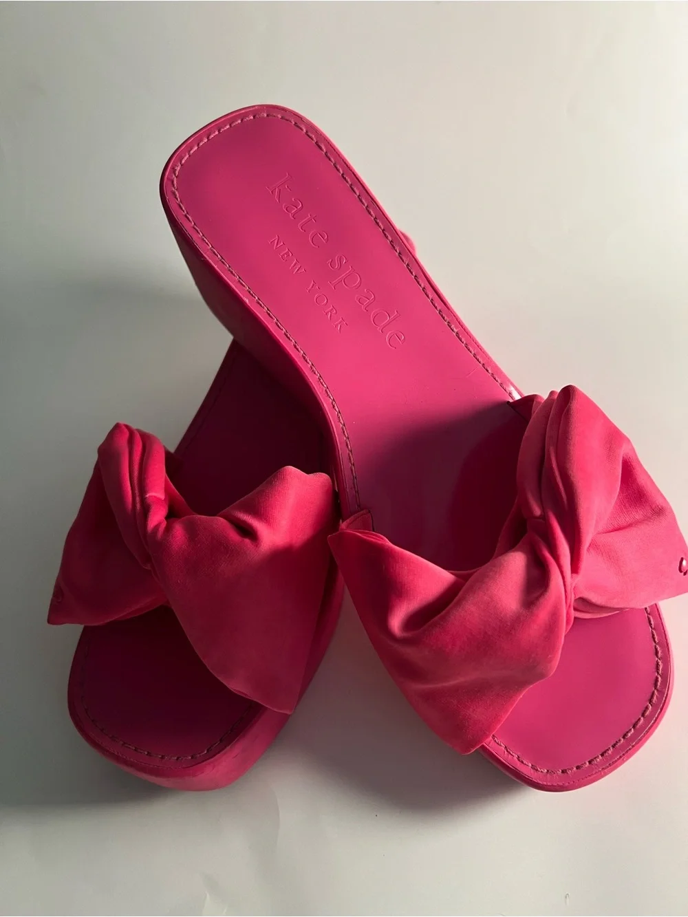 Kate Spade Hot Pink Bow Slide Wedge Sandals Size 9.5