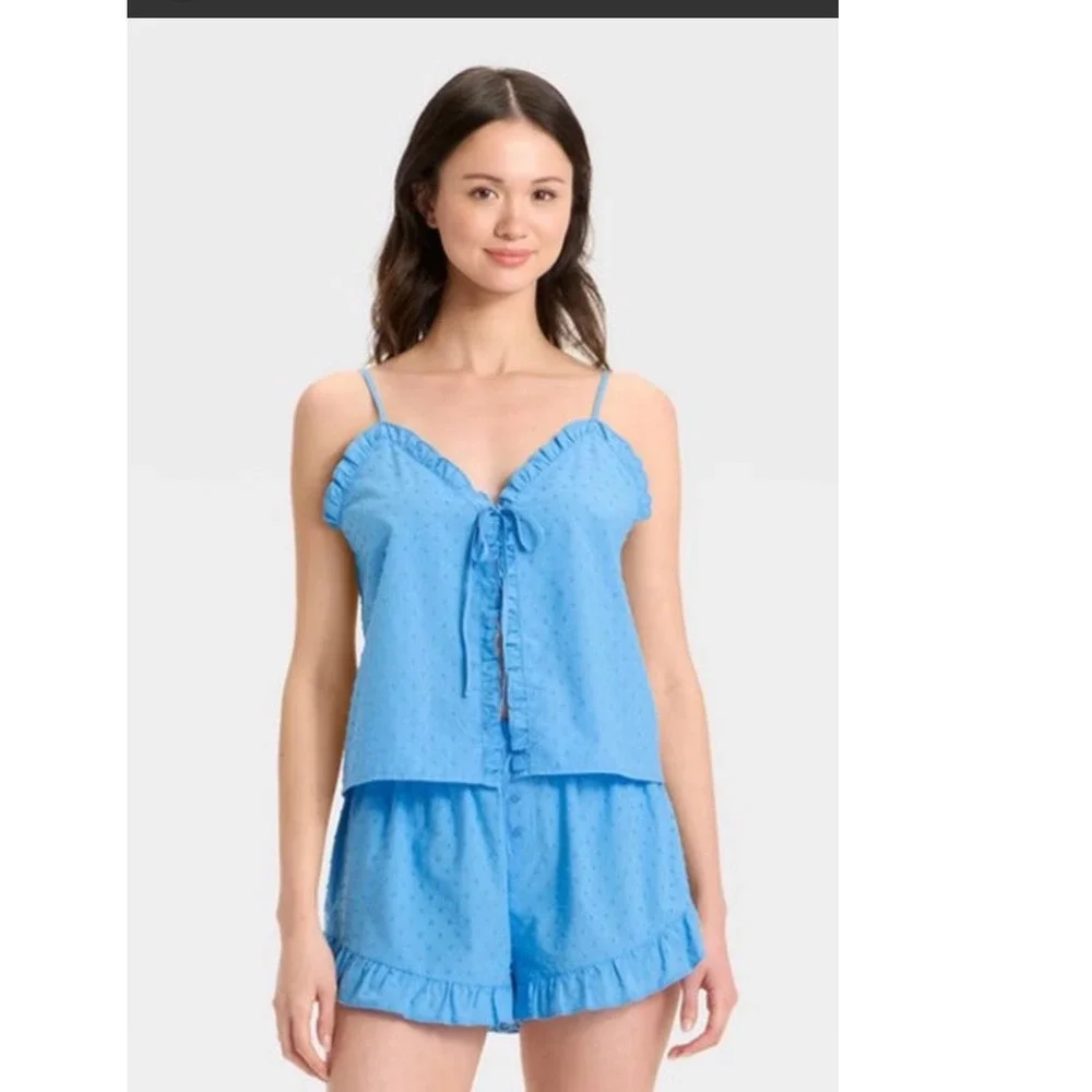 Colsie blue poplin cotton shorts pajamas only size XL new with‎ tags Swiss dot