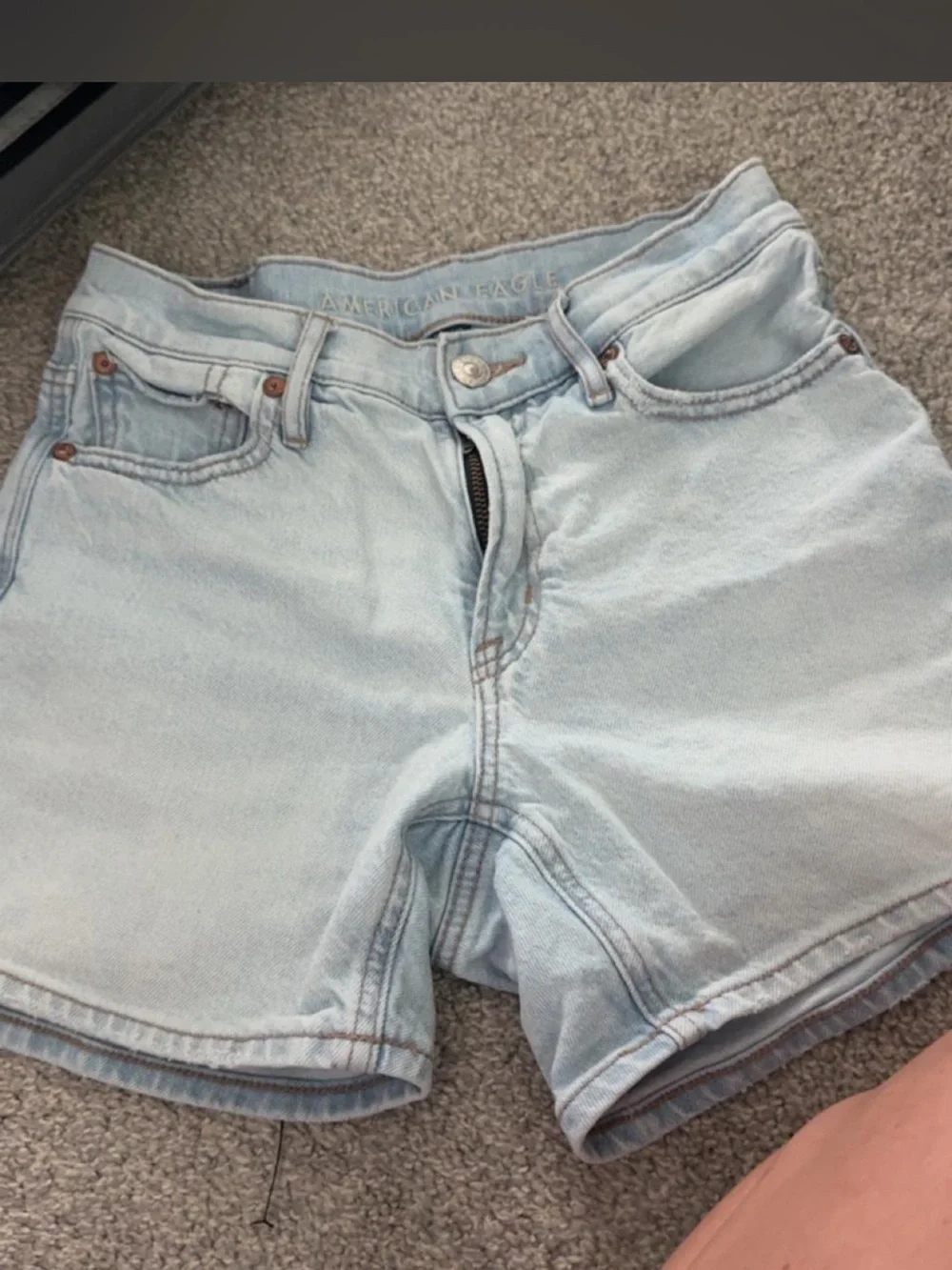 American Eagle Outfitters Pale Blue Denim High-Rise Shorts