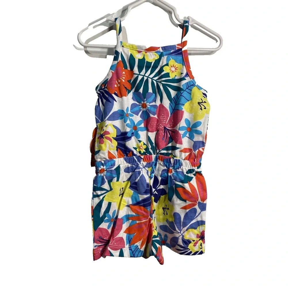 wonder nation baby girls floral tank top romper‎ shorts snaps at legs size 18 m