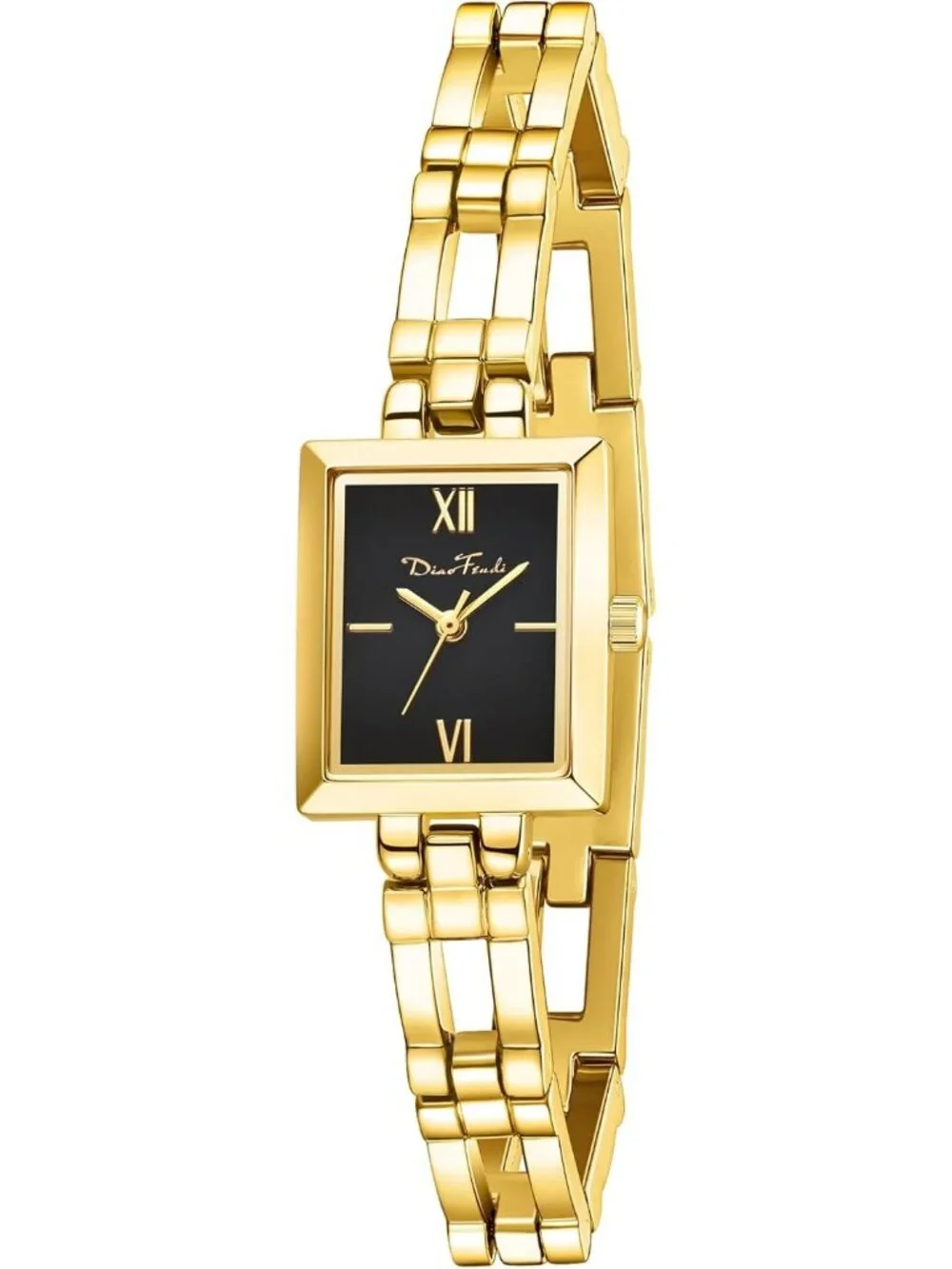Women's Gold Black Vintage Quartz Stainless Steel Band Luxury Bracelet Watch