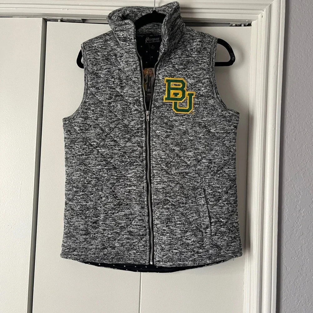 Gameday Couture‎ Baylor Bears Vest Quilted Full Zip Pockets Gray M