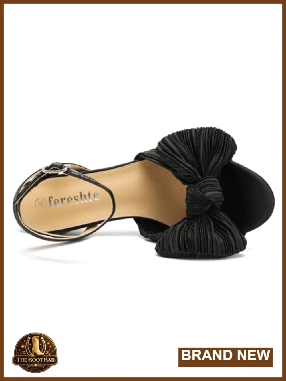 Women's Bowknot Heeled Sandals, 3 Inch Block Heel, Ankle Strap, Round Toe,